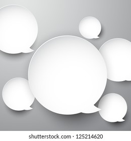 Vector abstract background composed of white paper round speech bubbles. Eps10.