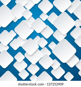 Vector abstract background composed of white paper notes on blue. Eps10.  