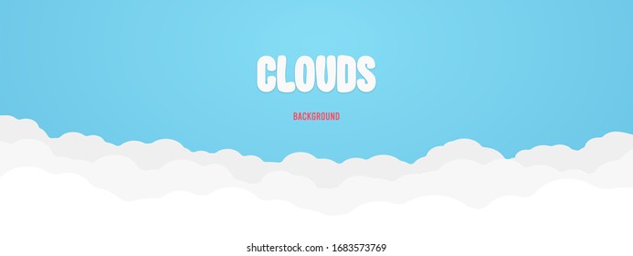Vector abstract background composed of white paper clouds over blue sky