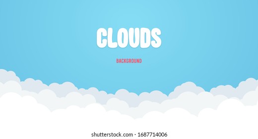 Vector abstract background composed of white paper clouds over blue sky