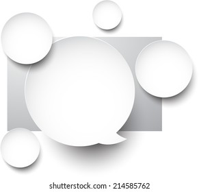Vector abstract background composed of white paper round speech bubbles. Eps10.  