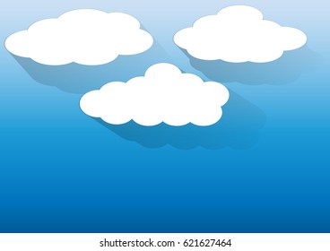 Vector abstract background composed of white paper clouds over sky. EPS 10 vector illustration