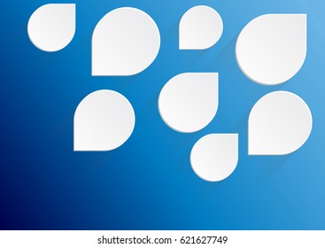 Vector abstract background composed of white paper water drops over blue. EPS 10 vector illustration
