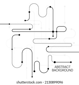 Fondo abstracto vectorial con líneas curvas y puntos conectados. Molécula y fondo de comunicación.