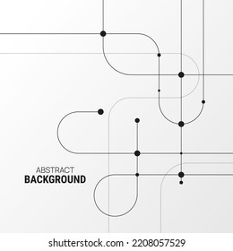 Vector abstract background with connected curved lines and dots. Molecule and communication background.