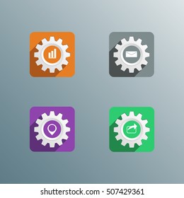 vector Abstract background with connected gears and icons for Business