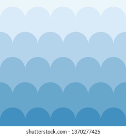 vector abstract background, connecting semi-circles creating waves, colored with shades of blue color, gradient texture or pattern