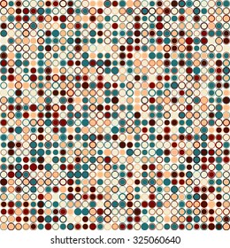 Vector abstract background. Consists of geometric elements arranged on white background. The elements have a circular shape and different color. Colorful mosaic background.