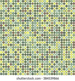 Vector abstract background. Consists of geometric elements arranged on white background. The elements have a round shape and different color. Mosaic background. In green.