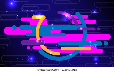 Vector abstract background with cosmic design. Composition made of different multicolor shapes