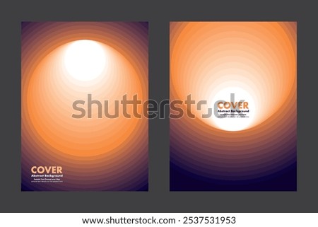 Vector abstract background cover design featuring vibrant circular gradient patterns, blending smoothly from dark purple to orange. Ideal for cover or background, providing a modern and eye catching