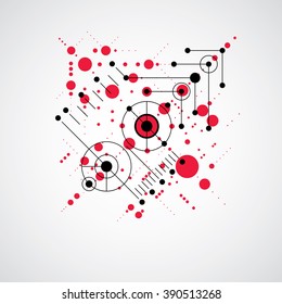 Vector abstract background created in Bauhaus retro style. Modern geometric composition can be used as templates and layouts.