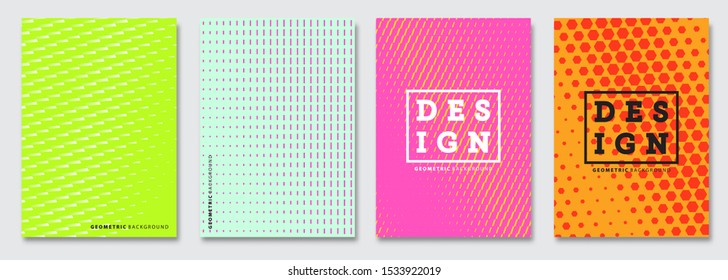 Vector abstract background, creative halftone patterns, geometric gradient texture. Minimal pattern design. Vivid colors. Modern Cover templates set.
