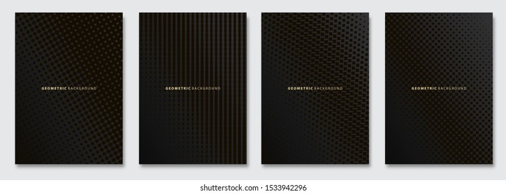 Vector abstract background, creative subtle halftone patterns, geometric gradient texture. Deluxe Minimal pattern design. Dark colors. Modern Cover templates set.