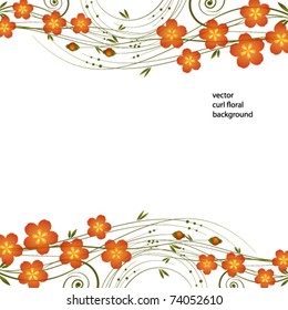 Vector abstract background with curl and flowers.