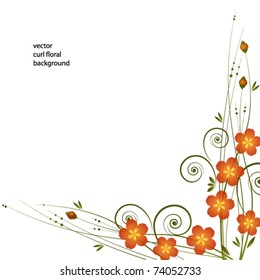 Vector abstract background with curl and flowers.