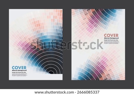 Vector abstract background with curved mosaic grid patterns and vibrant gradient tones, perfect for modern covers, posters, and digital designs with a sense of loop and infinite motion.