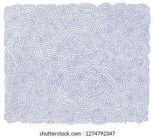 Vector abstract background from dark blue hand drawn chaotic small lines. Hatching on a white background. Organic ornament, book cover, screen saver wallpaper, Tee shirt Bohemian print