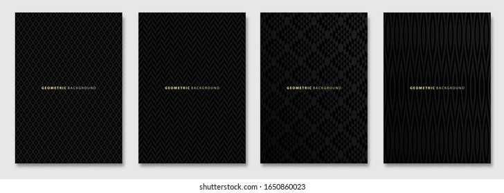 Vector abstract background, dark subtle creative wave patterns, geometric gradient texture. Deluxe Minimal pattern design. Modern Cover templates set.