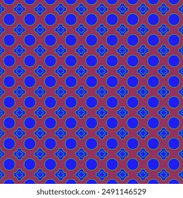 Vector abstract background. Decorative ornamental pattern. Repeating geometric pattern. Blue shape on purple background. Table, circle, stroke. Abstract decorative background. Fabric, interior, design