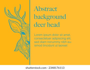 Vector abstract background with deer head. Blue pattern on yellow background with space for your text.  