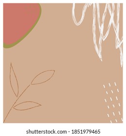 Vector abstract background design in fall colors with empty place for text. For social media promotional content, invitation, greeting card, mailing, banner, poster, advertisement, decoration.