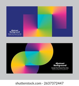 Vector abstract background design featuring rainbow color gradients circular patterns arranged in an infinity or loop shape. For cover page, digital artwork, creative projects.