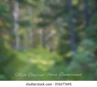 Vector abstract background for design. Forest. Wood. Forest blurred background. Nature blurred background. Vector mesh blurred background. Template for poster.