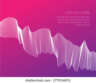 Vector abstract background design. Template with space for text. White waves on purple gradient background. EPS 10.