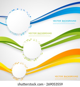 Vector abstract background design wavy.  Brochure design templates collection and circles