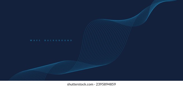Vector abstract background with dynamic blue waves, lines and particles.