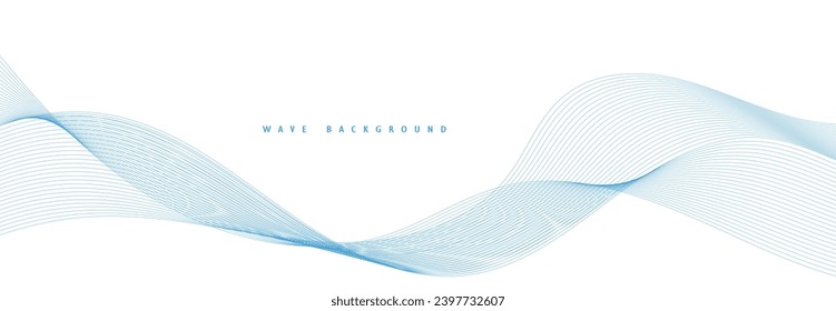 Vector abstract background with dynamic blue waves, lines and particles.