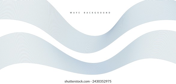 Vector abstract background with dynamic blue waves, lines.