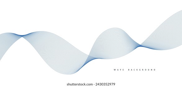 Vector abstract background with dynamic blue waves, lines.