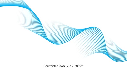 Vector abstract background with dynamic blue waves modern line