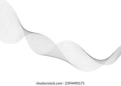 Vector abstract background with dynamic grey waves, lines and particles.