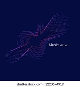 Vector abstract background with dynamic music waves, line and particles. Illustration suitable for design