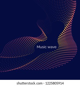 Vector abstract background with dynamic music waves, line and particles. Illustration suitable for design