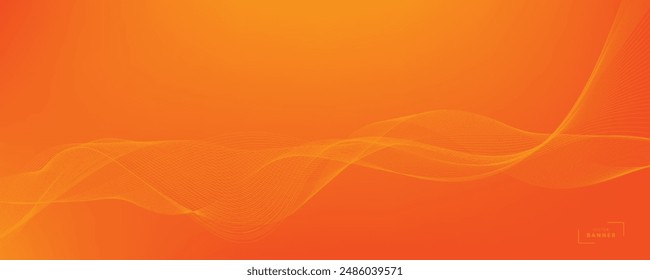 Vector abstract background with dynamic orange waves, lines and particles.	
