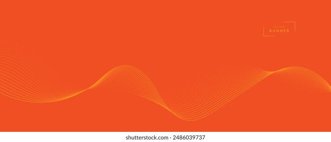 Vector abstract background with dynamic orange waves, lines and particles.	
