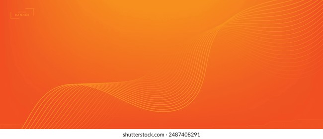 Vector abstract background with dynamic orange waves, lines and particles.	
