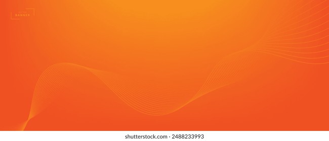 Vector abstract background with dynamic orange waves, lines and particles.	

