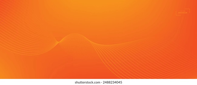 Vector abstract background with dynamic orange waves, lines and particles.	
