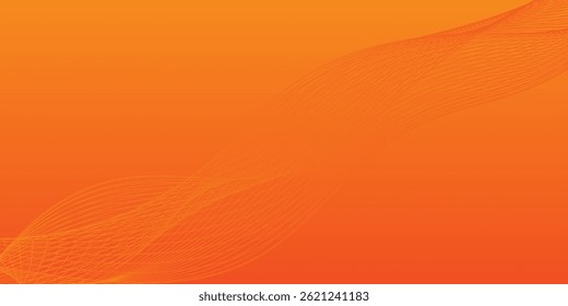 Vector abstract background with dynamic orange waves, lines and particles.	
