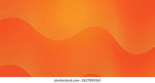Vector abstract background with dynamic orange waves, lines and particles.