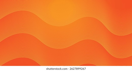 Vector abstract background with dynamic orange waves, lines and particles. vector