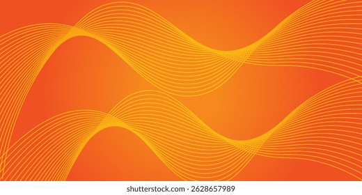 Vector abstract background with dynamic orange waves, lines and particles.