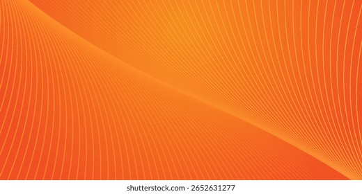 Fundo abstrato vetorial com ondas, linhas e partículas laranja dinâmicas. Eps10
