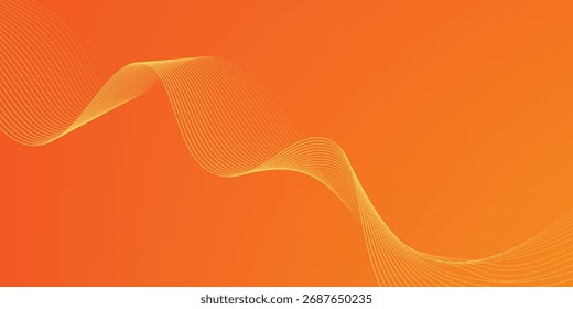 Vector abstract background with dynamic orange waves, lines and particles. vector ilustration.