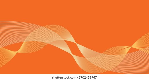Vector abstract background with dynamic orange waves, lines and particles. Eps10